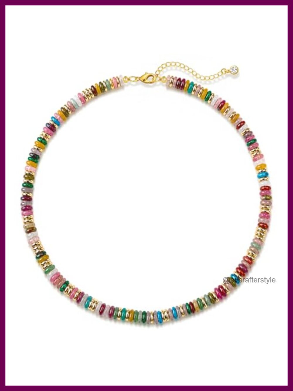 Boho Beaded Choker Necklace Natural Gemstone 16" Women Jewelry